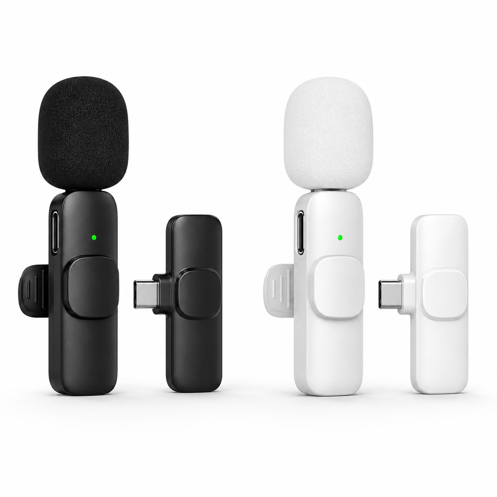 Microfone de Lapela Sem Fio USB Tipo C para Android Vlog Podcast Live TikTok YouTube Gravação Áudio Profissional