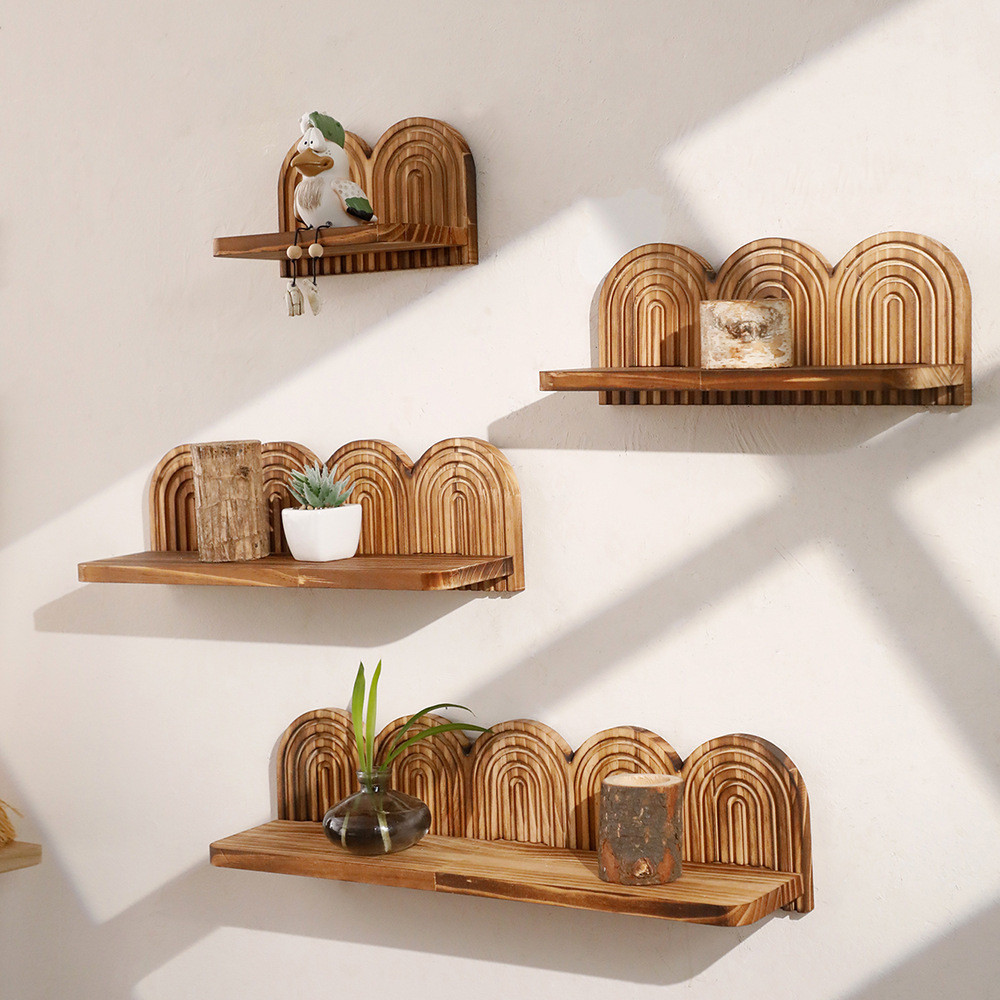 Novo Charred Madeira Maciça Espiral Parede Plantador Rack Decoração Para Casa