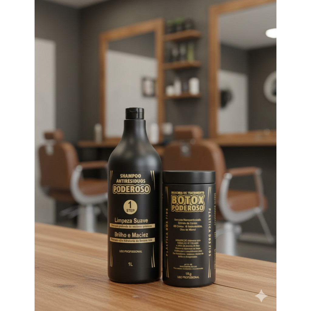 Kit Tratamento Capilar Botox + Shampoo antiressiduos 1 KG + 1 Litro Promoção Poderoso
