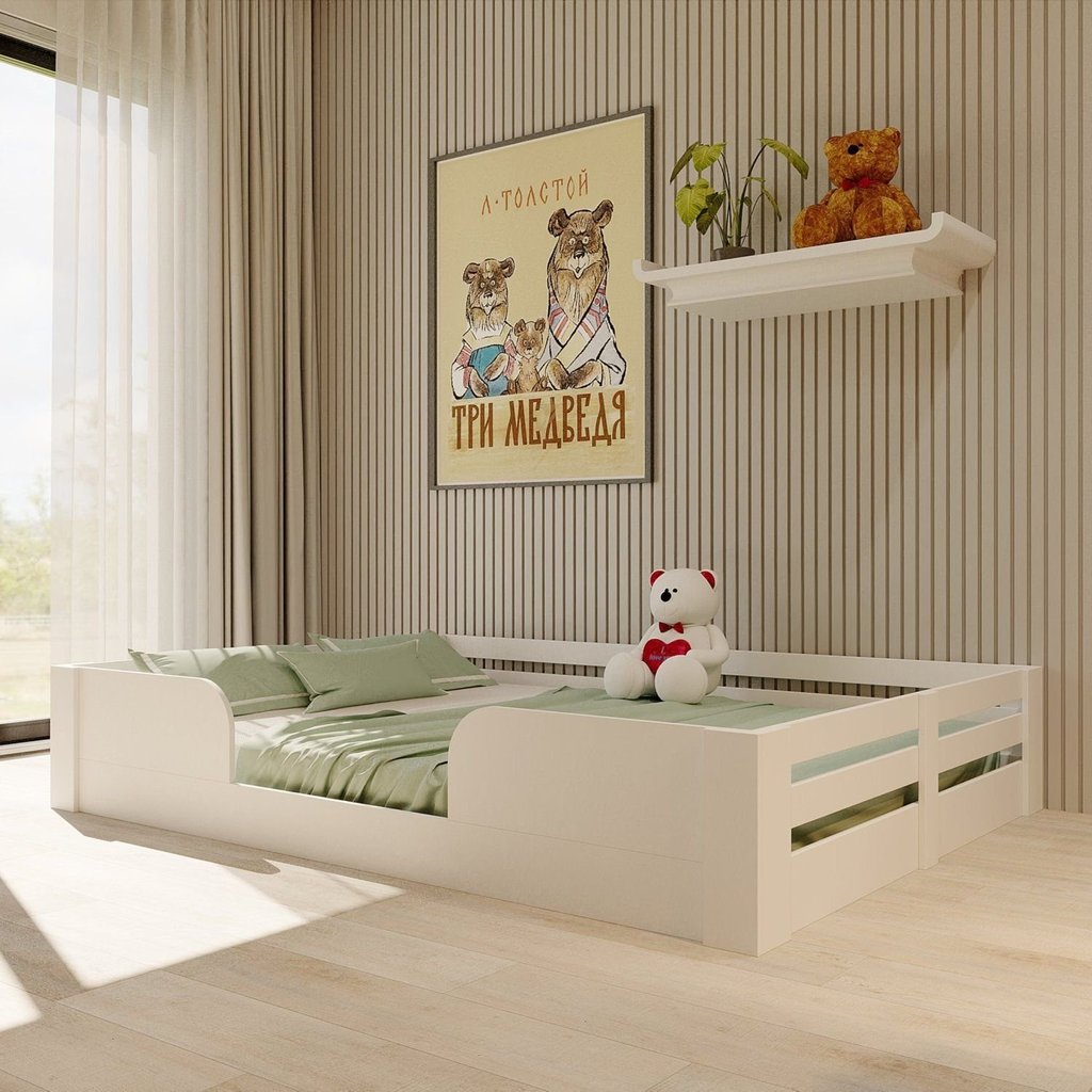 Cama Infantil Montessoriana Casal Liz Casatema MadeiraOriginals Branco Branco