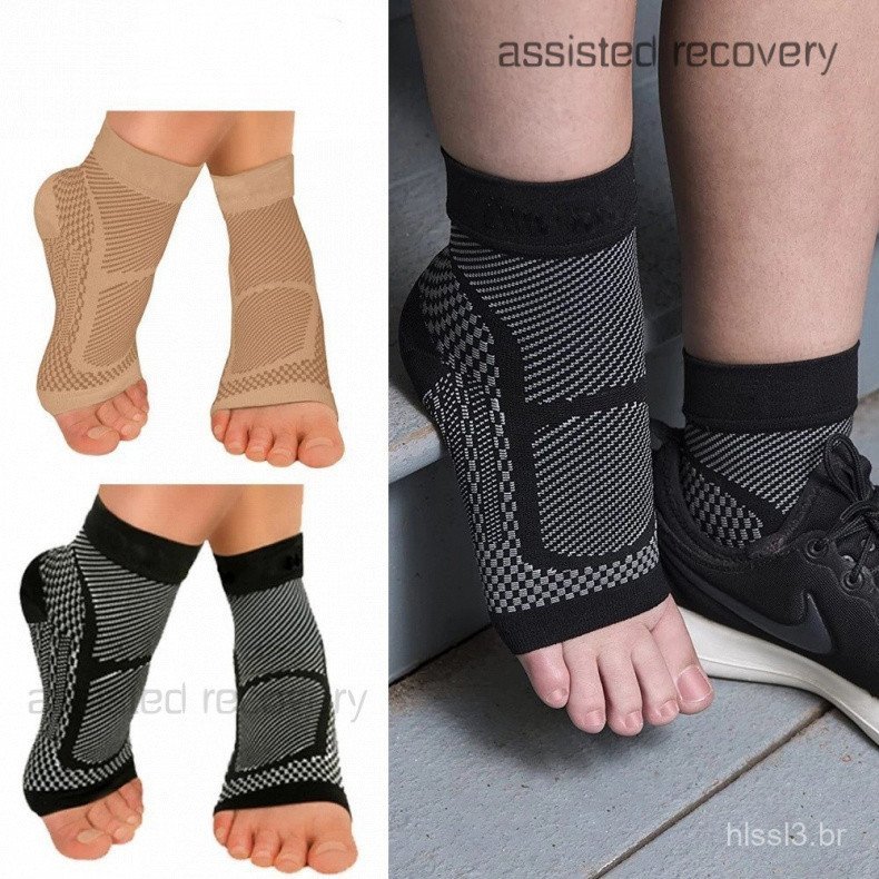 1 Par de Meias de Compressão para Fascite Plantar, Tendinite, Tornozelos Inchados, Meias Sem Dedos, Suporte para Arco do