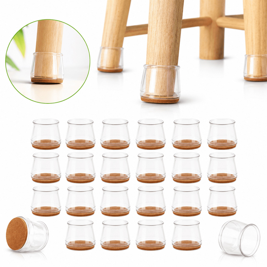 Kit 8-24Protetores de Pé de Cadeira de Silicone com Feltro, Antirrisco Antirruído para Móveis
