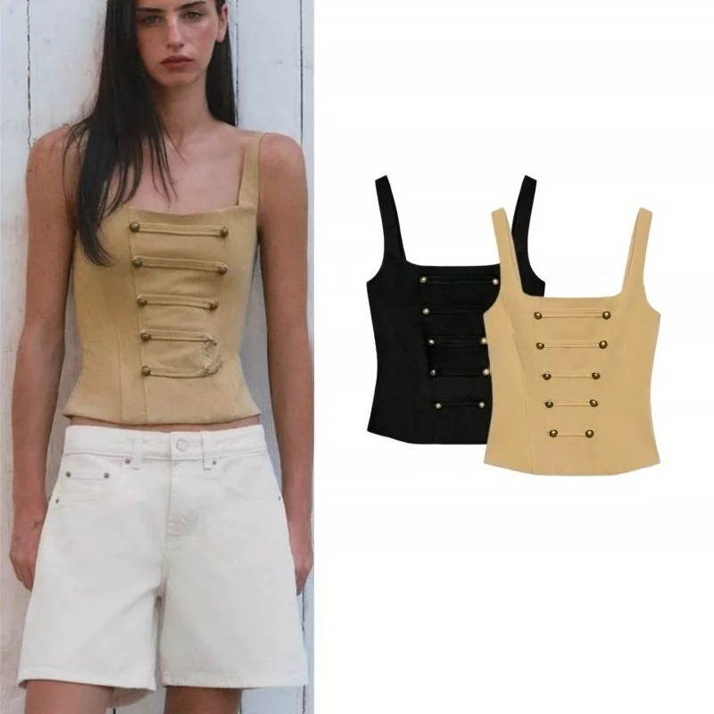 Novos produtos de verão Top apertado feminino abotoado 4661001