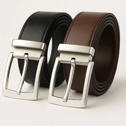 Kit 2 Cintos Masculinos 2 em 1 Dupla Face Preto e Marrom Social Casual Ajustável Premium 120 CM - Conforto e Qualidade