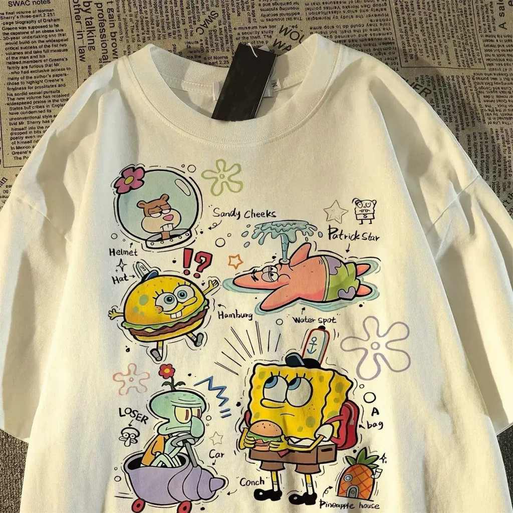 Camiseta Feminina Com Personagens de Anime Coloridos Confortável Fofa e Estilosa Moda Feminina Casual