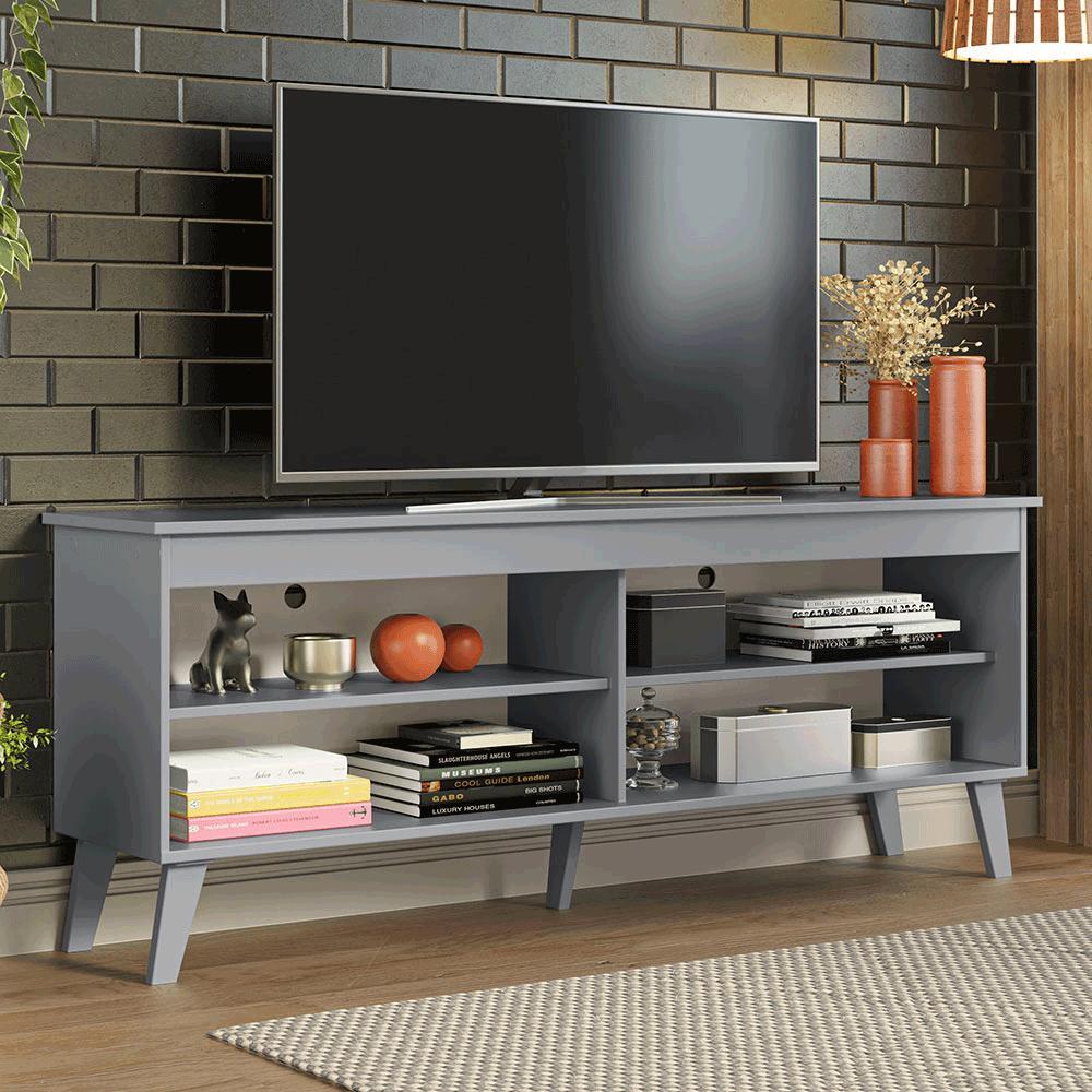 Rack para TV até 55 Polegadas Madesa 6997 com 4 Nichos Cinza PO