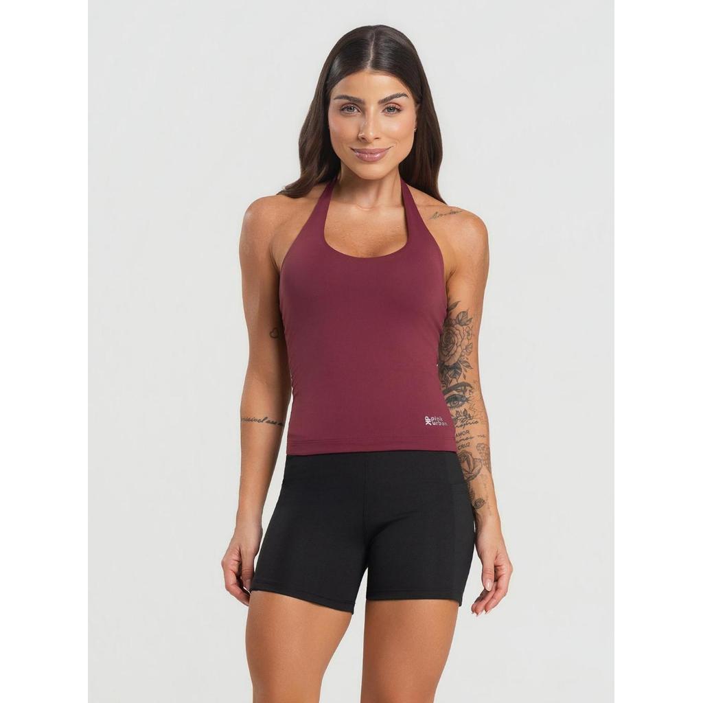 Regata Fitness Feminino Frente Única Sustentação Costa Nua Blusa Poliamida Básica Camiseta Academia — imagem 2 de 2