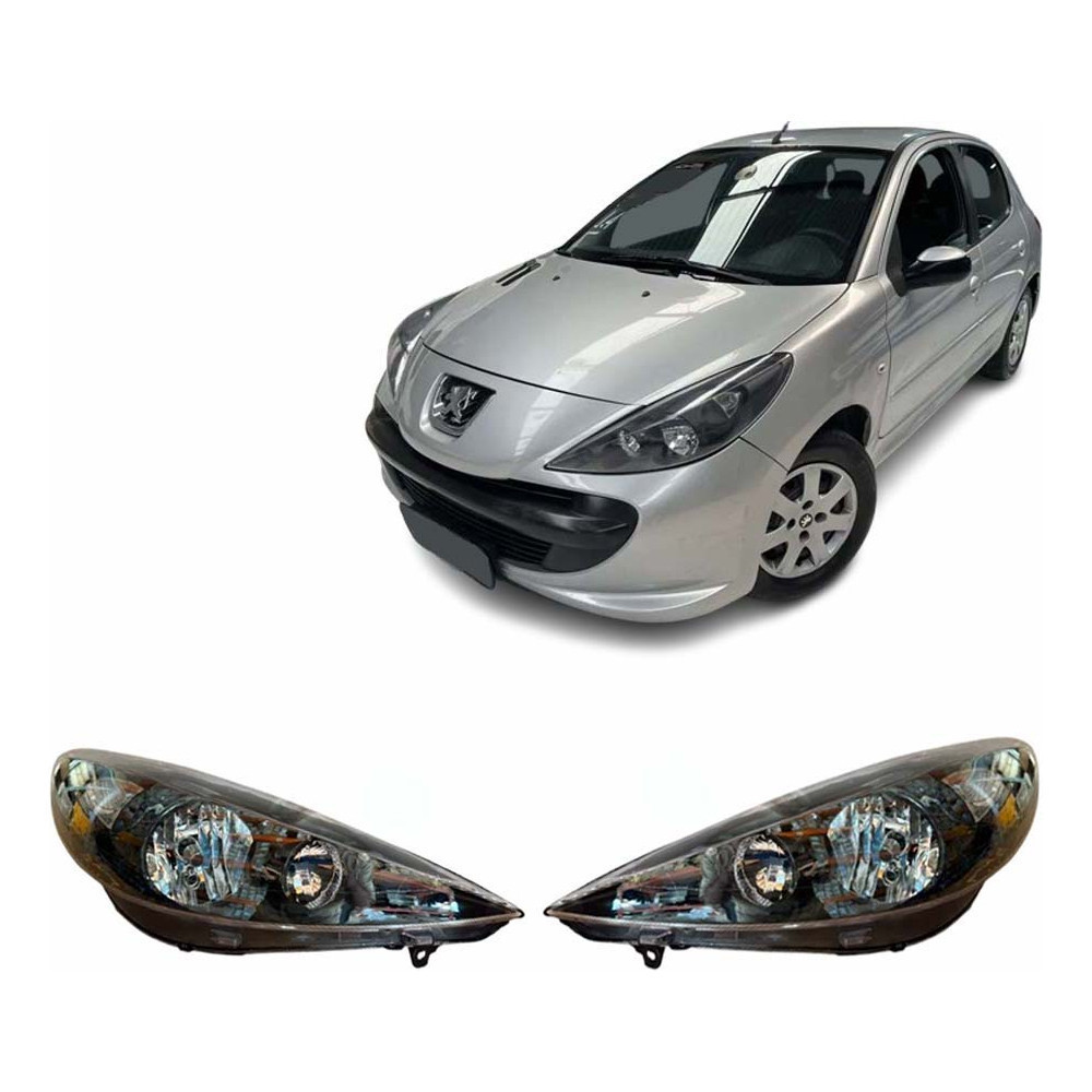 Par De Farol Peugeot 207 2007 2008 2009 2010 11 12 13 Negro
