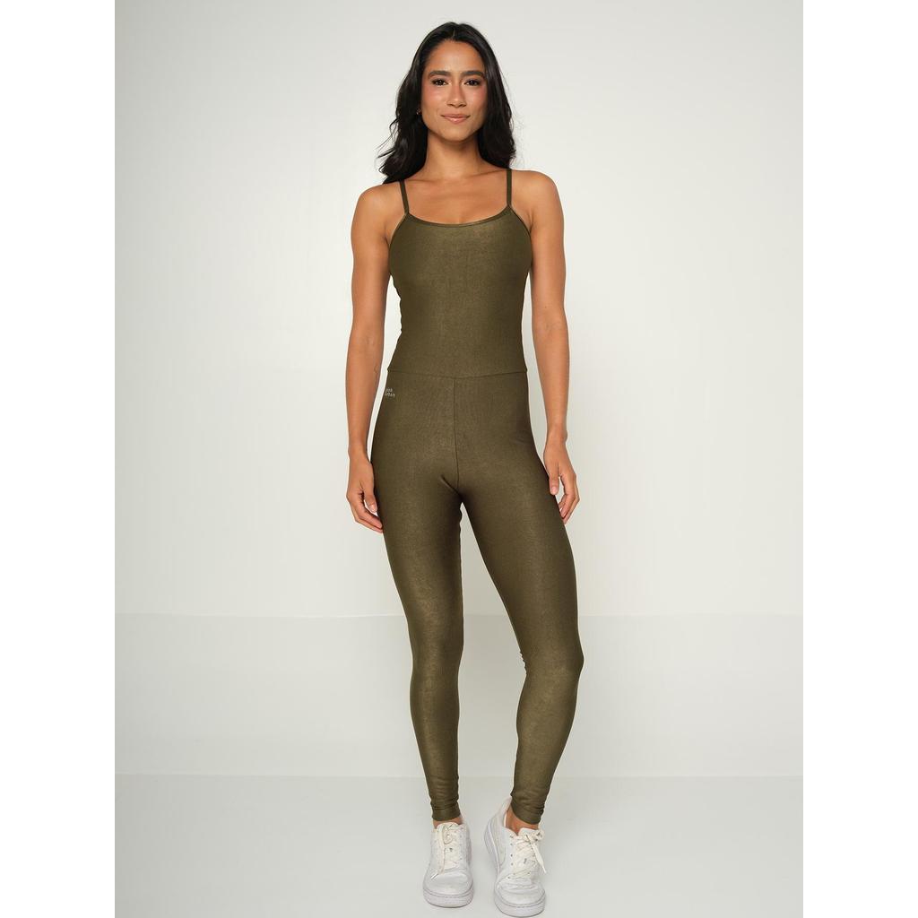 Macacão Fitness Canelado Brilhoso Lux Trilobal Alcinha Slim Longo Crossfit · foto 2