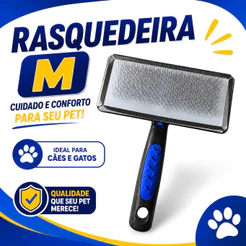 Rasqueadeira P M G Escova para Cachorro e Gato Remove Pelos Soltos Massageadora Pet