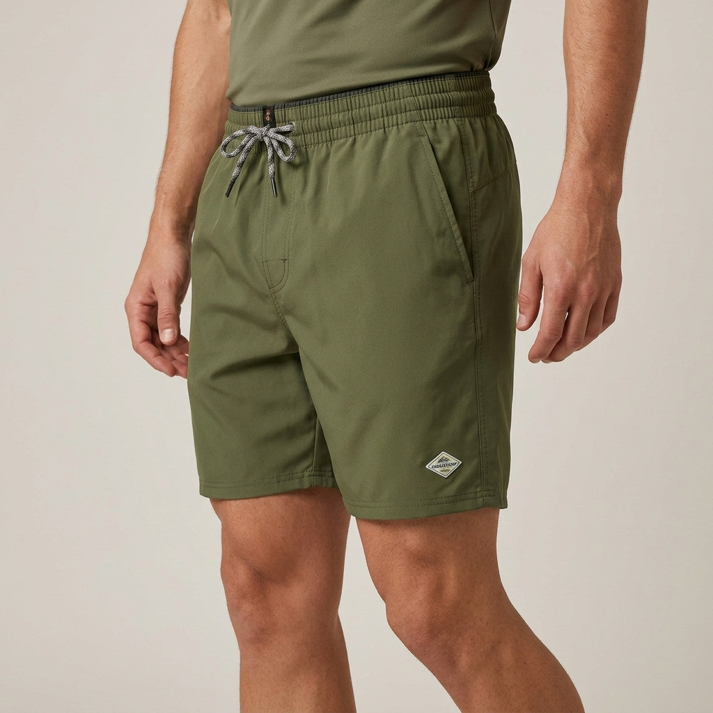 Short Masculino Microfibra Elastano Cós Elástico Cordão Bolsos Praia Casual bermuda