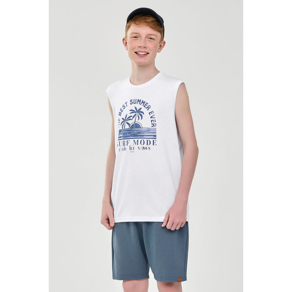 Conjunto Juvenil Menino Surf Mode Beats Branco