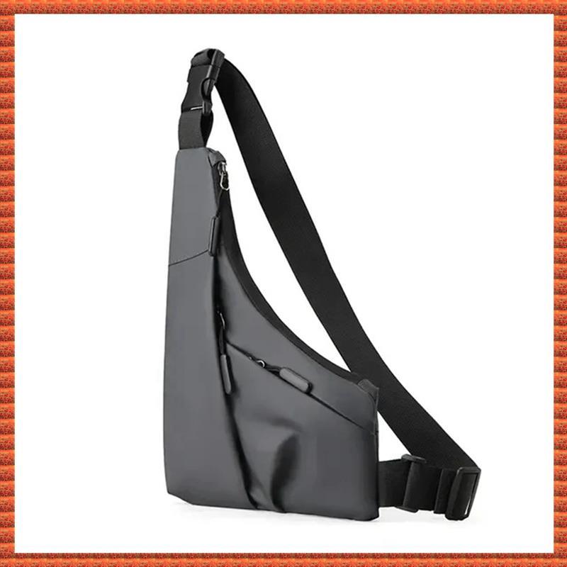 (Zac) Bolsa Triangular De Filme De Couro De Lazer Crossbody Anti Roubo Close Fitting Peito Esportes Equitação Sling Bag