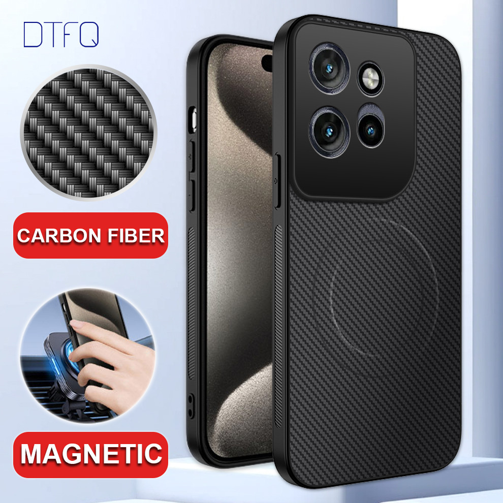 Magnética Caso De Telefone Fibra de Carbono Capa para Motorola G67 Power / Motorola G86 Power / Motorola G57 Power