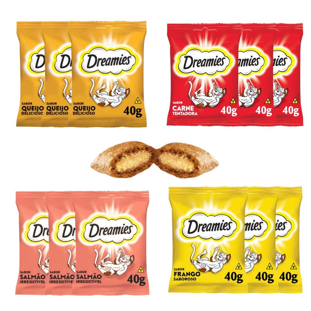 Petisco Dreamies Para Gatos Mix Sortidos De Sabor 10 Un. 40G
