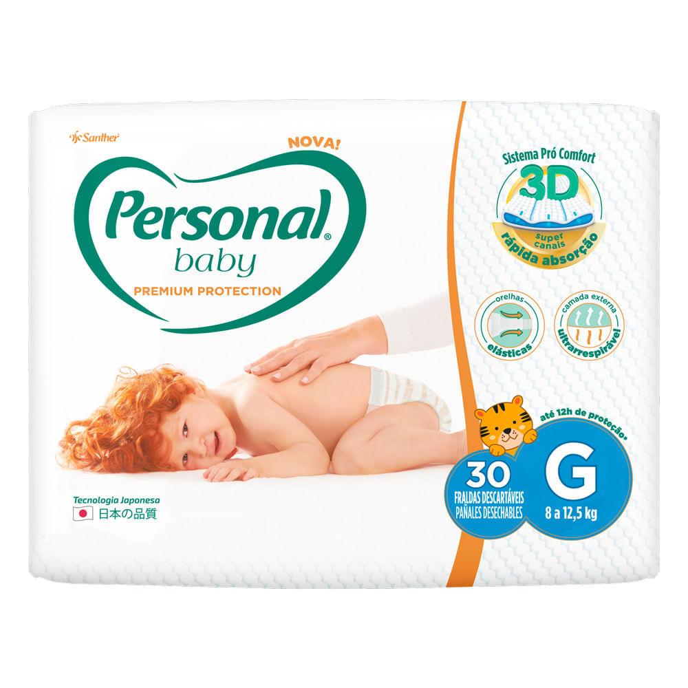 Imagem Fralda Personal Baby Premium Protection Tamanho G com 30 Unidades