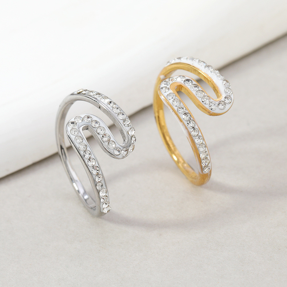 Anel de moda geométrico onda Irregular argila diamante anel diamante All-Match anel exclusivo