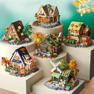 Floresta cabine diy blocos de construção brinquedos educativos infantis