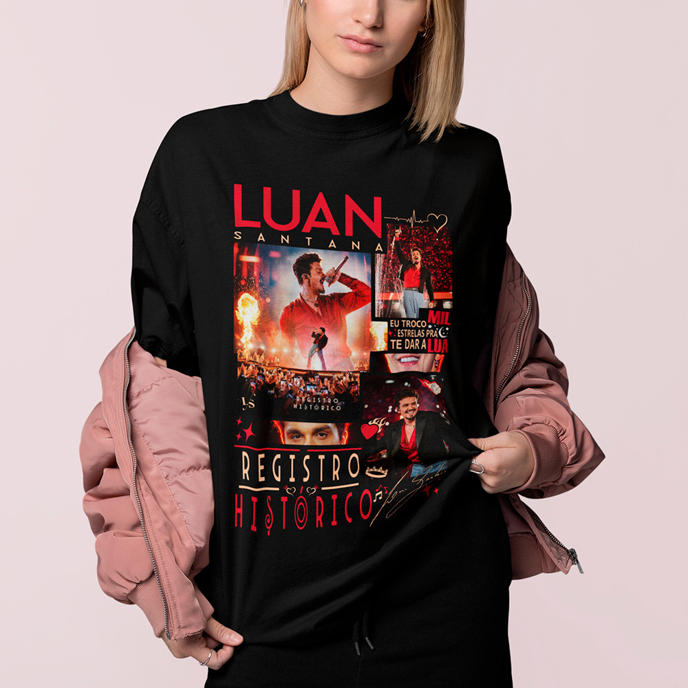 Camisa Luan Santana Registro Histórico Dvd Turnê Blusa Feminina Fã Luanete Camiseta Algod…