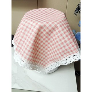 Cozinha fritadeira de ar panela de arroz bandeja de chá forno capa pano rosa café pequena treliça Anti-poeira capa de te