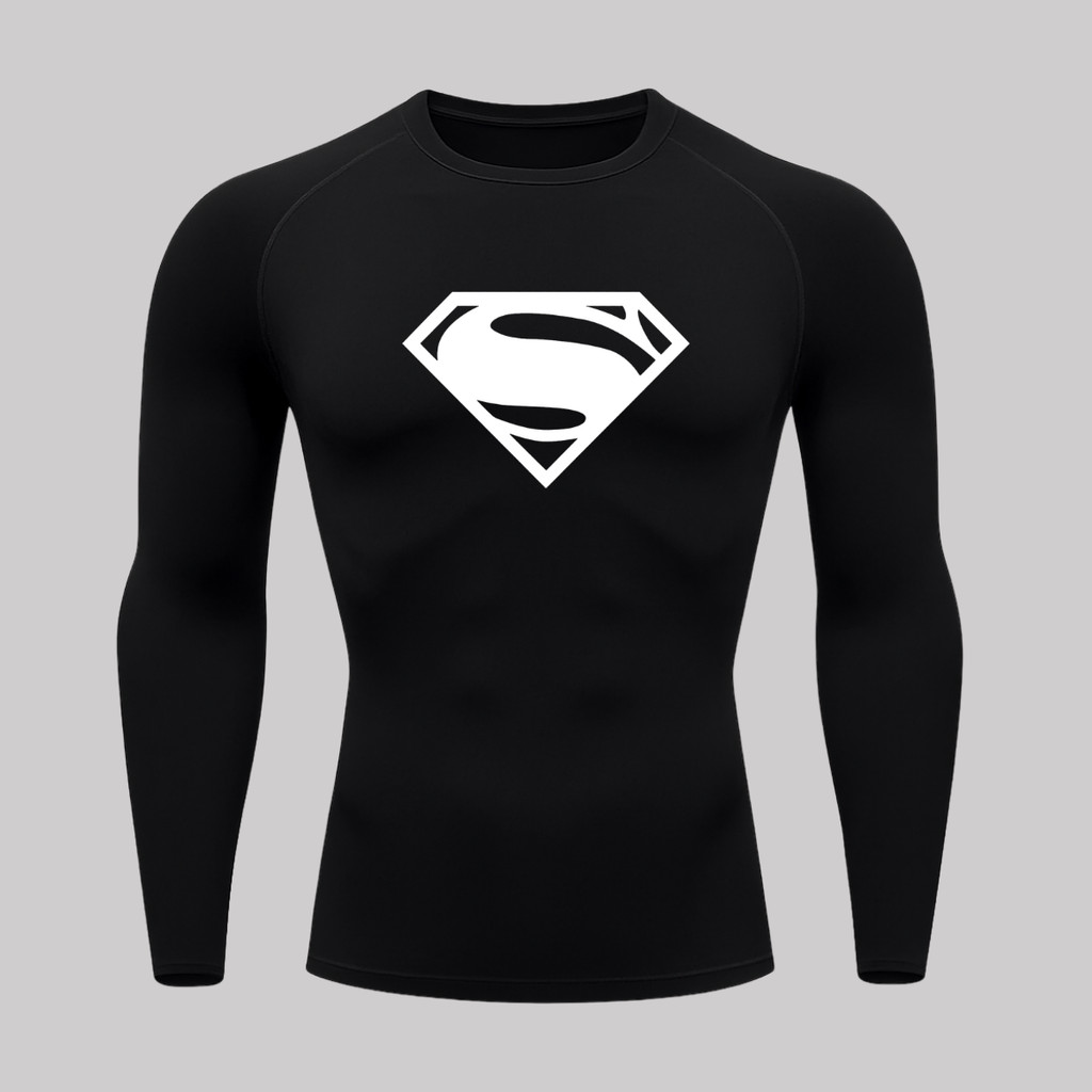 Camisa Compressão Proteção Uv 50+ Estampada Tecido Gelado Segunda Pele Manga Longa Super Man Super Homem Rash Guard