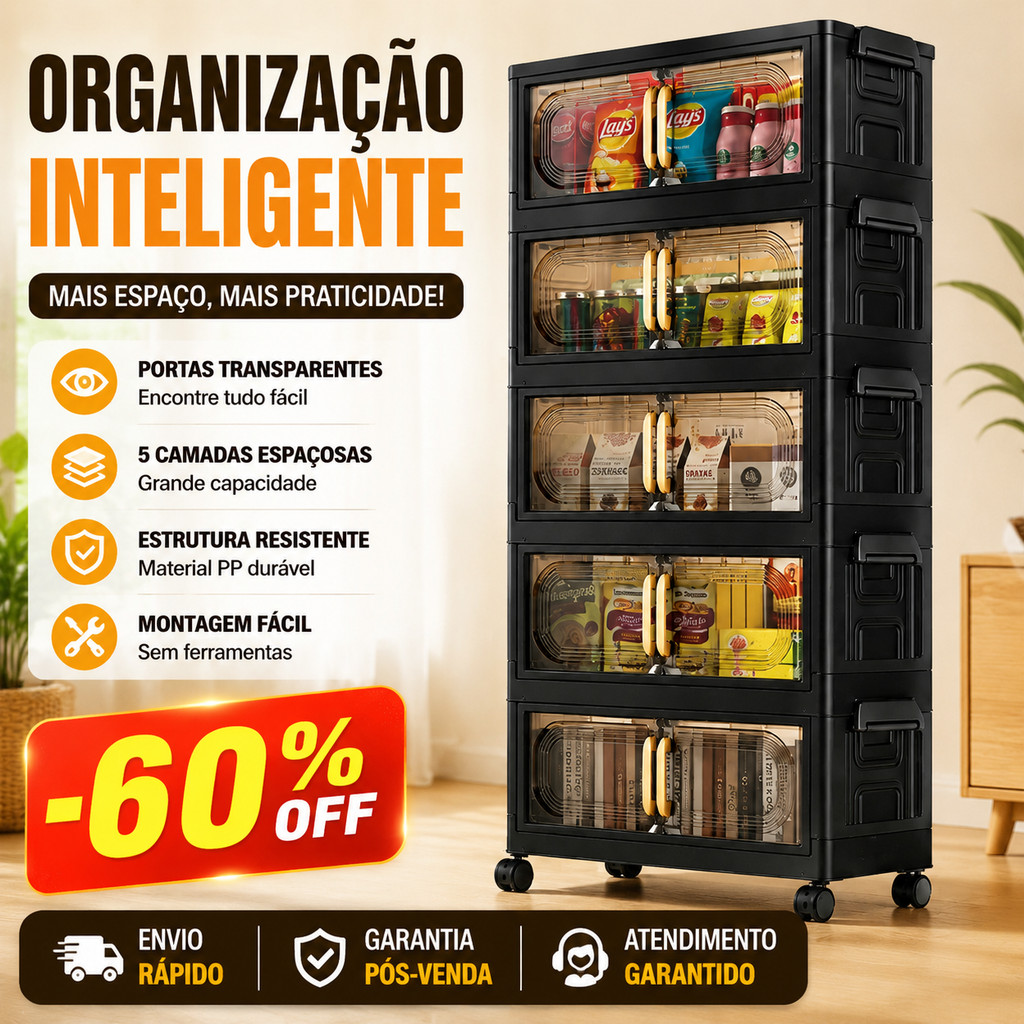 DRELIFE Plástico Armário de Armazenamento Dobrável Marca Foldable Storage Cabinet com Portas de Multi-Nível Organizador
