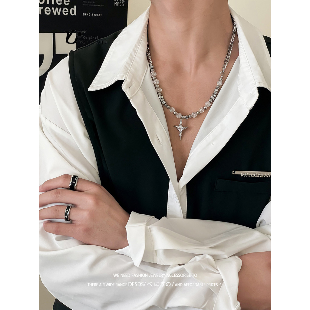 YUSTUDIO Nicho Estrela Corpo Crack Bead Colar Homens Mulheres Na Moda High-End Ruffian Bonito Moda Casal Acessórios