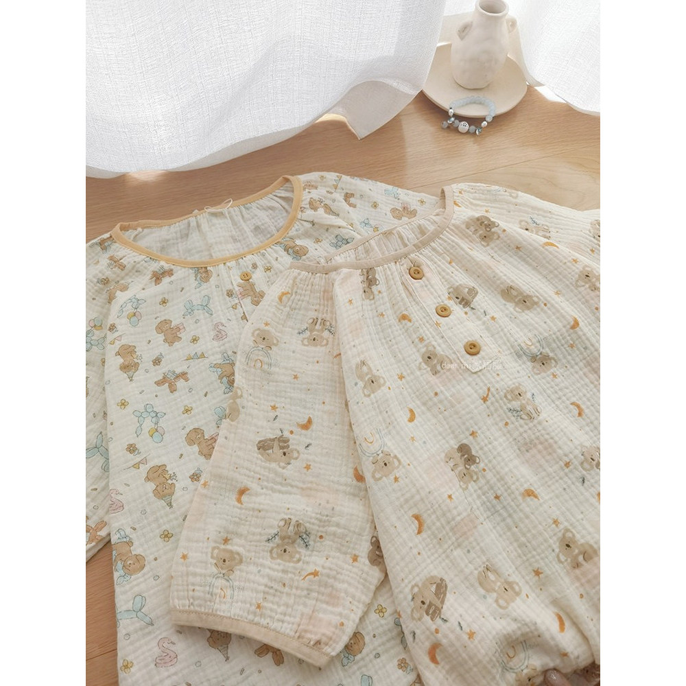 Doce laranja coala feminino verão puro algodão gaze de manga curta 2025 novo estilo vestido de maternidade em torno do p
