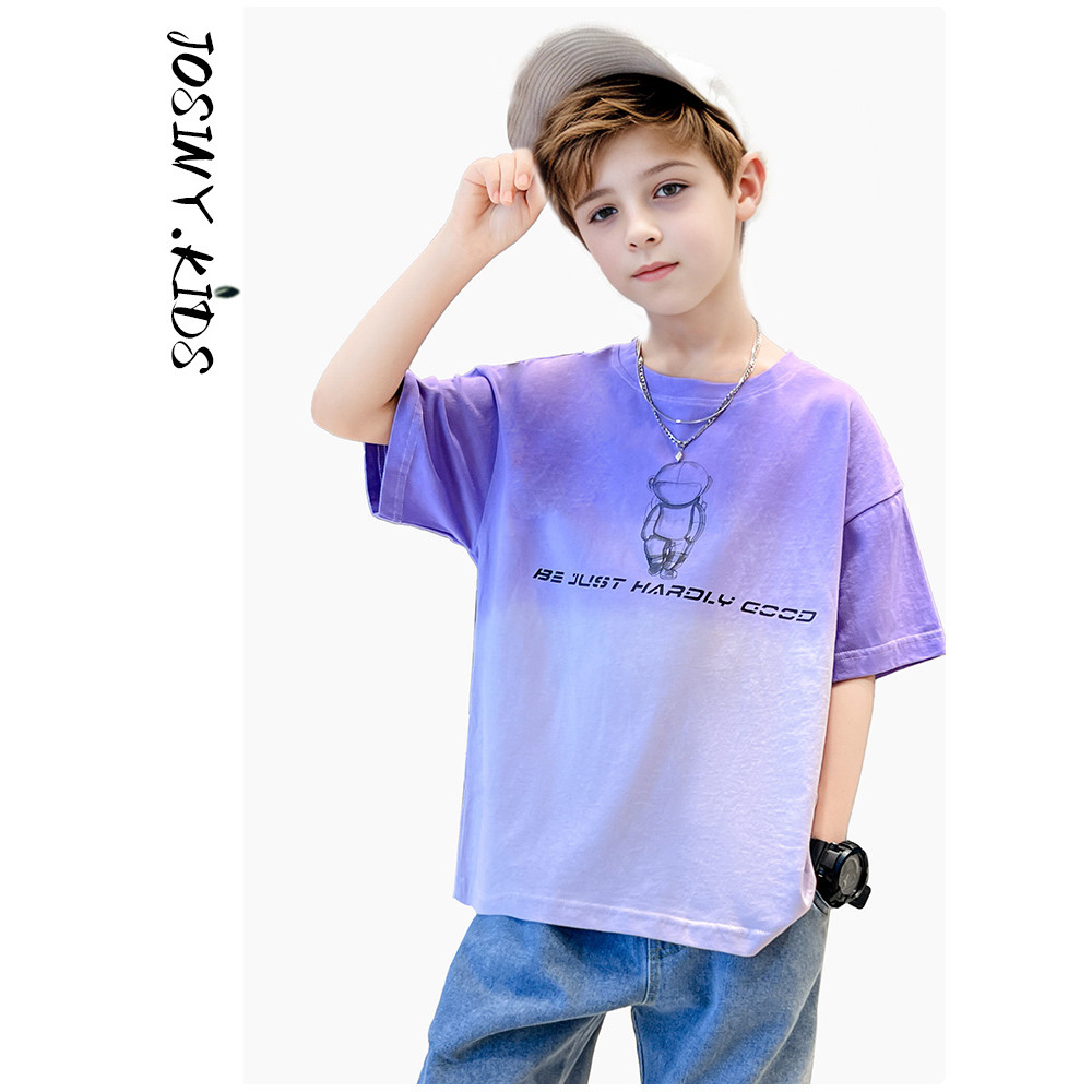 Zhuosini meninos camiseta de manga curta puro algodão verão fino solto versão coreana topo na moda crianças influenciado