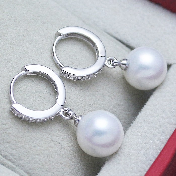 Novo estilo S925 brincos de pérola de prata esterlina versão coreana brincos grandes cravejados de diamantes brincos ele