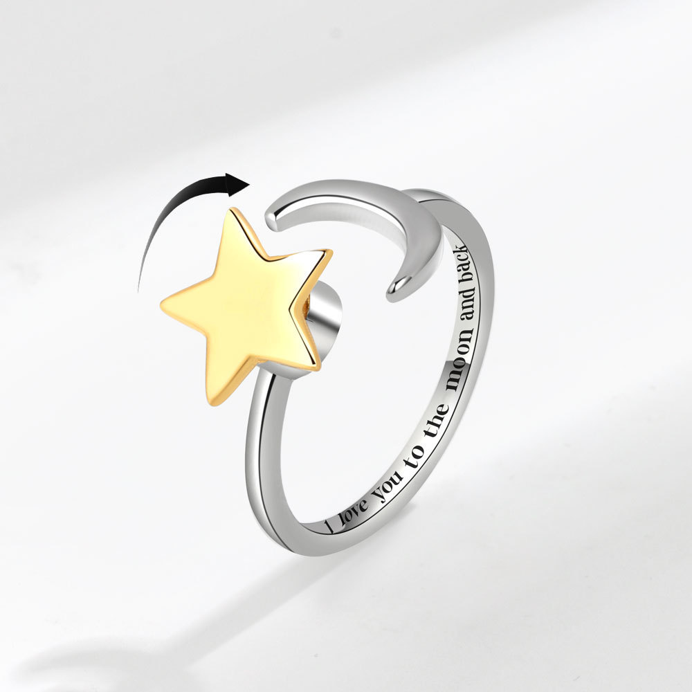 Anel giratório de estrela e lua mais vendido para mulheres, alívio da ansiedade, alívio do estresse, conjunto de anéis a