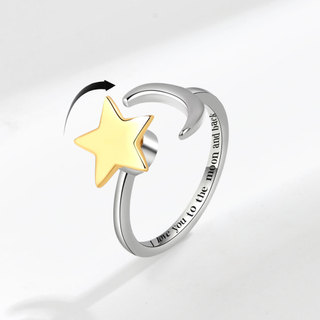 Anel giratório de estrela e lua mais vendido para mulheres, alívio da ansiedade, alívio do estresse, conjunto de anéis a