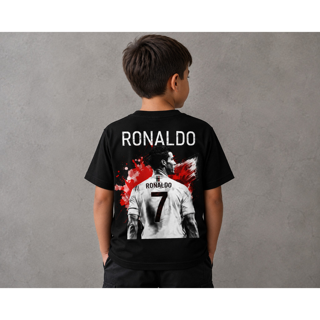 Camisa Jogador CR7 Cristiano Ronaldo Camiseta Crianças Manga Curta Algodão Moda Infantil