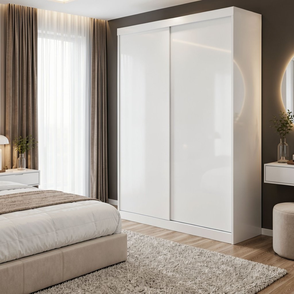 Guarda Roupa Solteiro Premium Kiara 138cm 2 Portas 2 Gavetas Yescasa Branco Branco