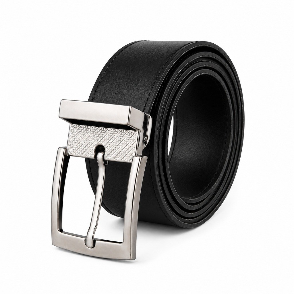 Cinto Masculino Social Couro Sintético Ajustável Preto ou Marrom Fivela Metal