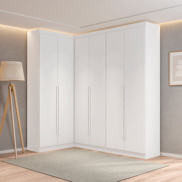 Guarda- Roupa Modulado Roupeiro de Canto L 6 Portas 6 Gavetas Versatille Yescasa Branco
