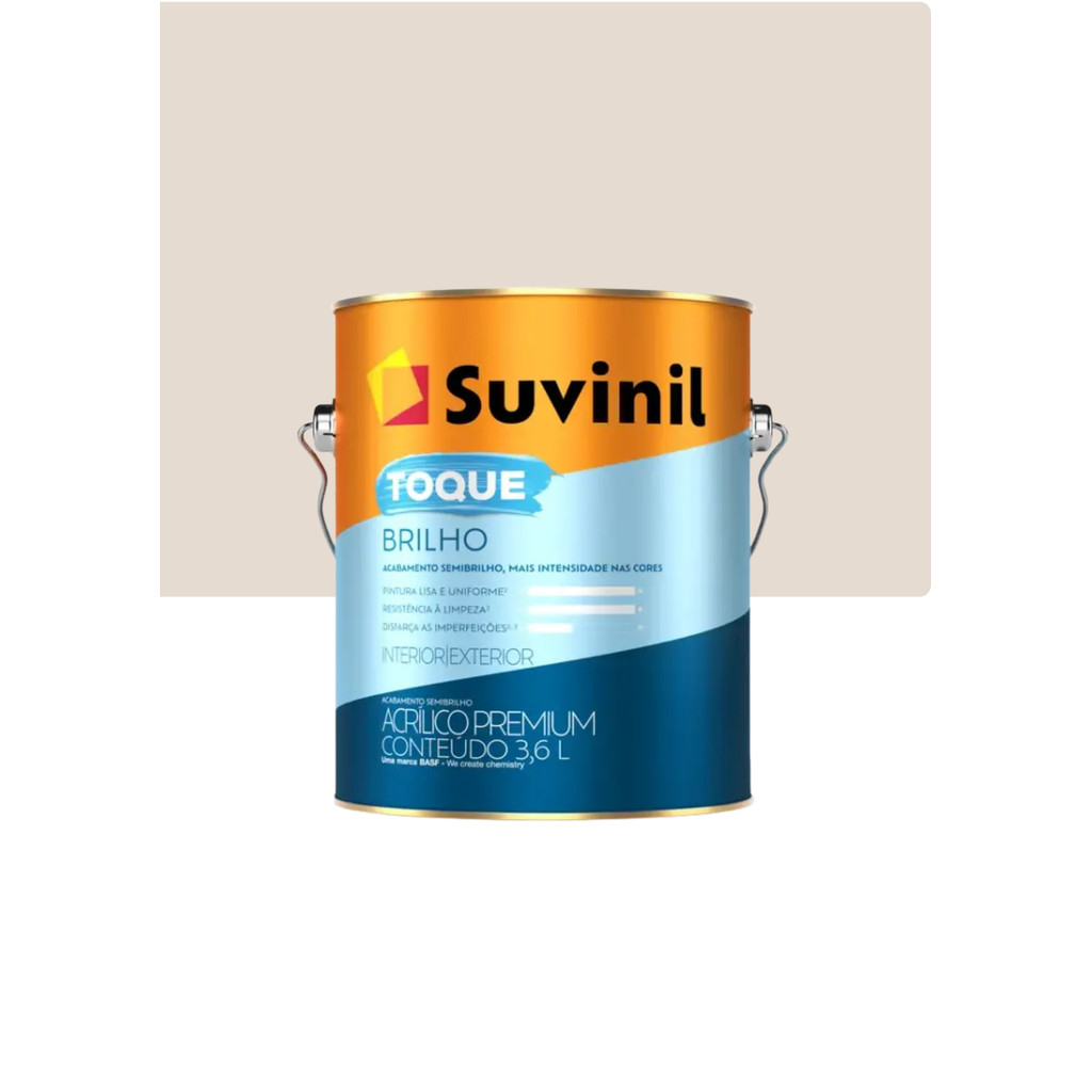 TINTA ACRILICA SEMIBRILHO TOQUE BRILHO 3,6L - SUVINIL Lavável Sem Cheiro Parede Interno e Externo — imagem 2 de 2