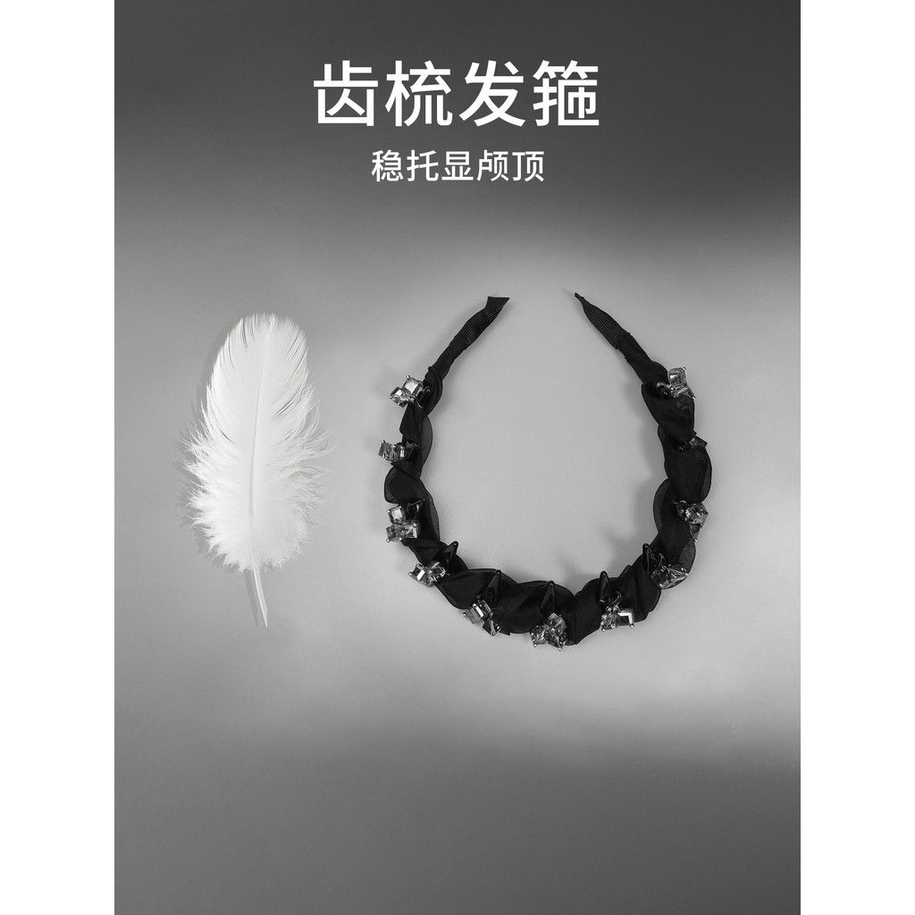 2025 novo estilo outono inverno alta crânio luz superior luxo dentado bandana high-End cristal bandana seda Organza Hair