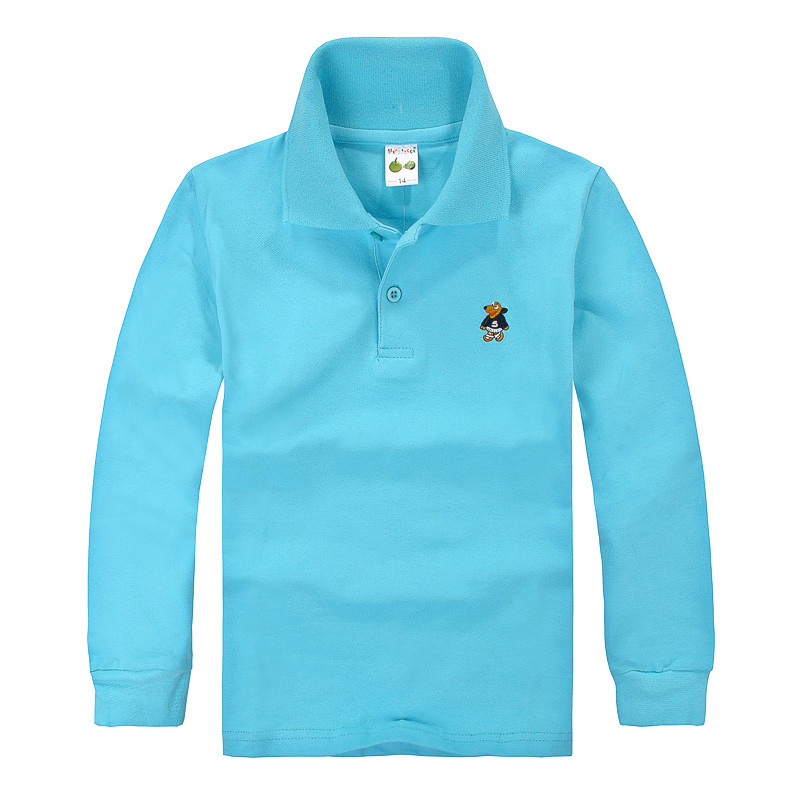 Meninos meninas camisetas brancas crianças camisas POLO de algodão puro de manga comprida estilo ocidental primavera out