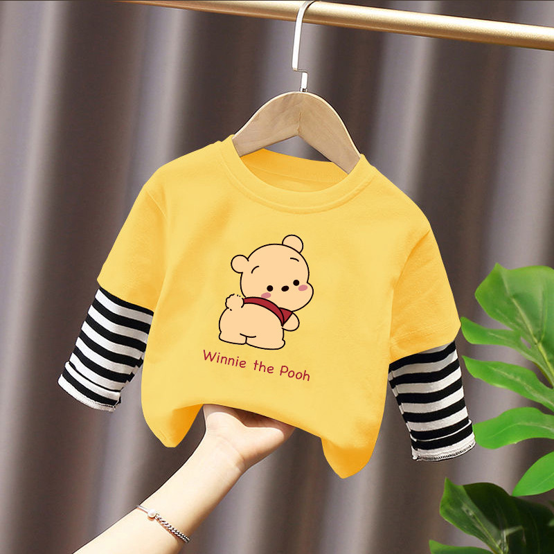 Crianças de manga comprida camiseta primavera outono bebê outono roupas de uma peça superior puro algodão exterior Wear 