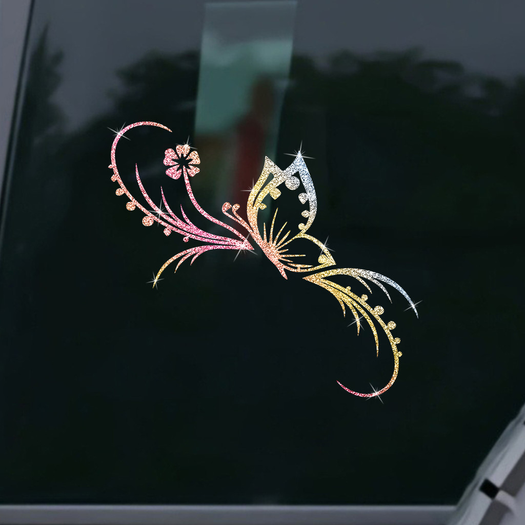 1 Peça Adesivo De Vinil Elegante Borboleta Floral Videira Glitter , Decalque Autoadesivo Brilhante , Decoração Deslumbra