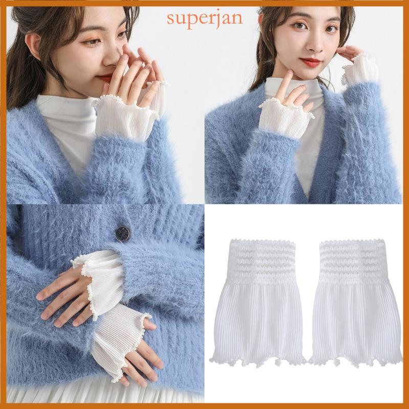 Elegante Ruffle Lace Arm Covers Elásticos Punhos Pulso Decorativos Mangas Falsas Para Roupa Formal E Cas