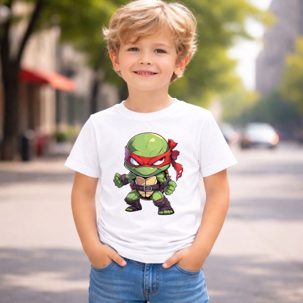 Camiseta Raphael Infantil Tartarugas Ninja Personagem Cartoon Menino Aventura Algodão Confortavel