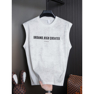 Homens colete americano juventude em torno do pescoço sem mangas camiseta juventude verão ao ar livre Casual camiseta co