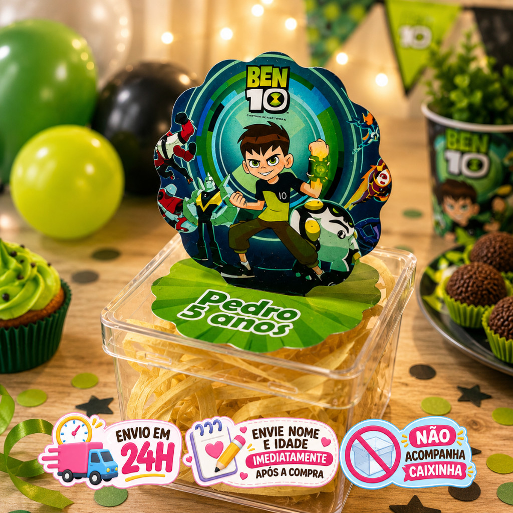 Aplique em Pé 3D Ben 10 
Personalizado Lembrancinha Festa Infantil Kit 10 a 50 unidades
