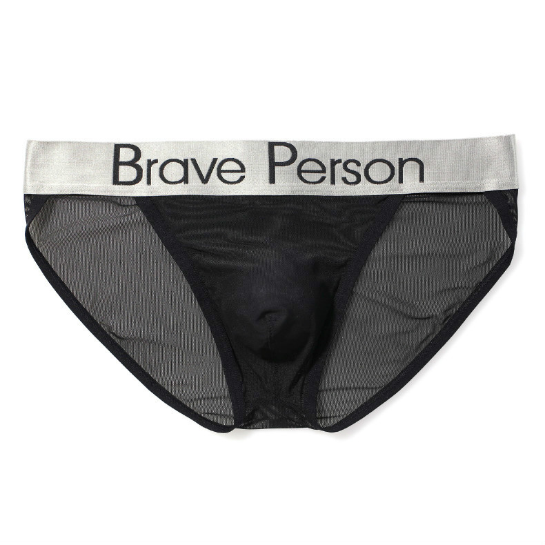 BRAVE PESSOA Roupa íntima masculina elástica gaze de Nylon respirável costela brilhante cintura baixa cuecas de garfo al