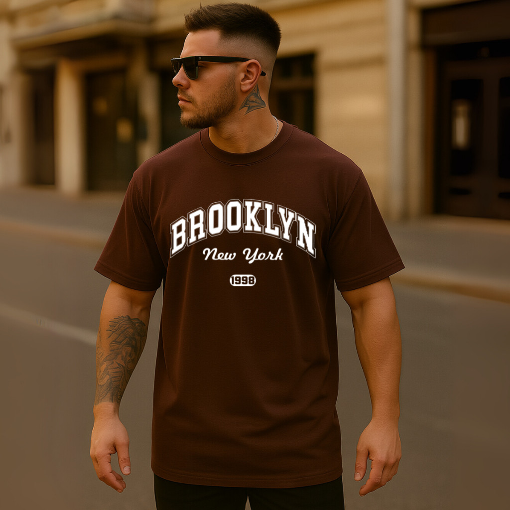 CAMISETA MASCULINO BROOKLYN STREETWEAR ACADEMIA 100% ALGODÃO PREMIUM CONFORTÁVEL