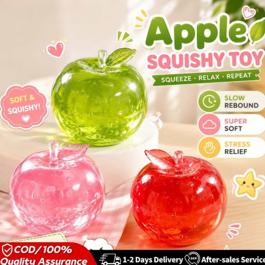 Apple Jelly Squishy Stress Relief Toy Soft Slow Rising Fidget Sensory Squeeze Toys
