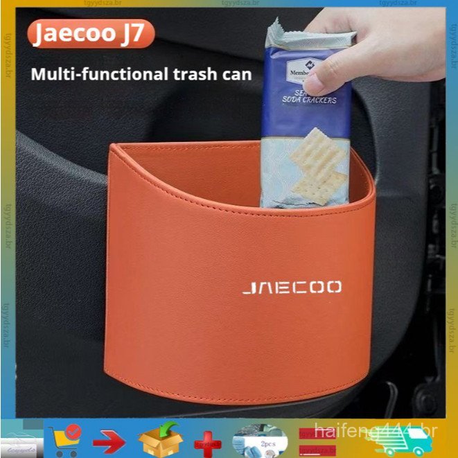 Lixeira de Couro para Carro Jaecoo J7, Acessórios de Armazenamento para Pendurar na Porta, Suprimentos de Modificação