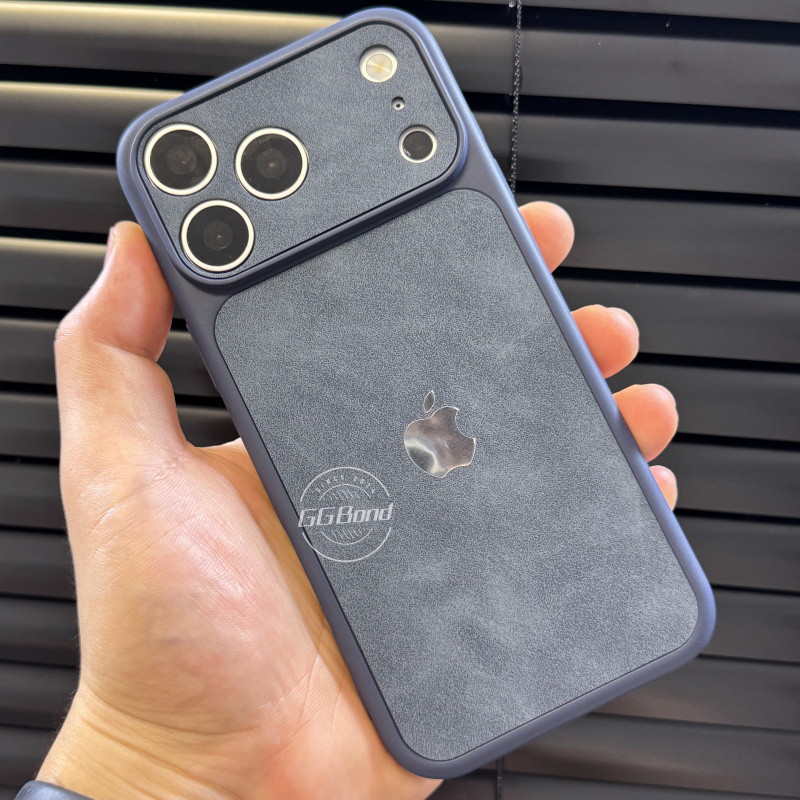 Capa Macia De Couro De Camurça PU Elegante Para iPhone 17 16 15 14 13 18 Pro Max Traseira Minimalista